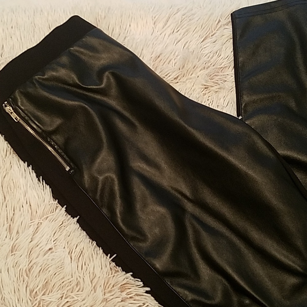 Faux Leather Front Leggings